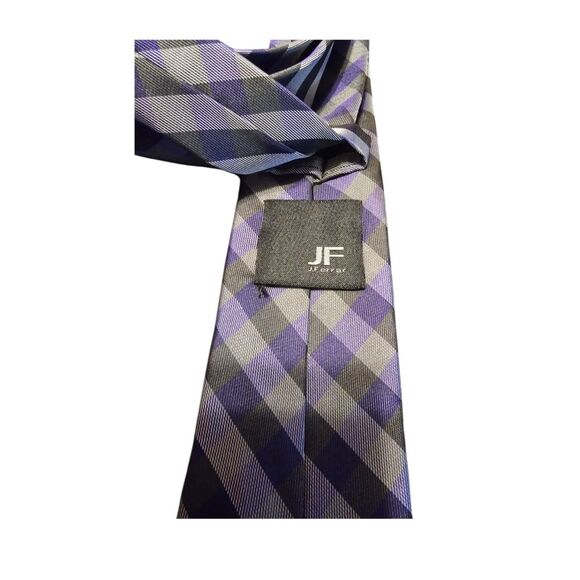 J.‎ Ferrar Gray & Purple Plaid Tie - Picture 2 of 2